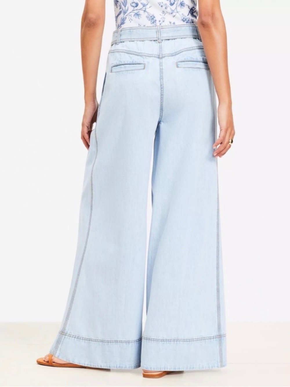Loft Chambray Belted Wide Leg Pants - Picture 2 of 10